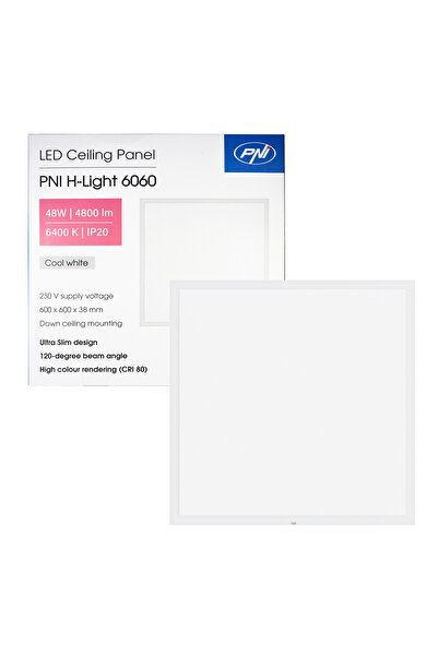 PNI LED panel H-Light 6060 48W, 600x600mm, 4800lm, 6400K