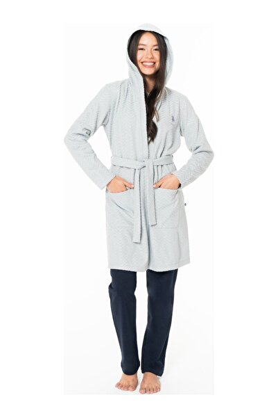 U.S. Polo Assn. Women's Waist-Fastening Fleece Dressing Gown New Season