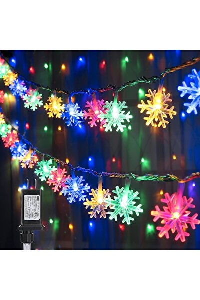 OEM Luminițe de Crăciun, model fulg de nea, 10 m, multicolore