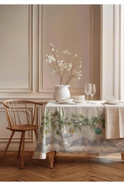 Markaev Silver Christmas Cotton Tablecloth Msaort0038