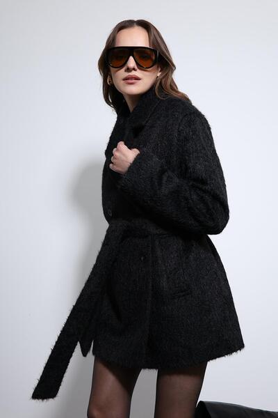 Antioch Black Short Faux Fur Coat