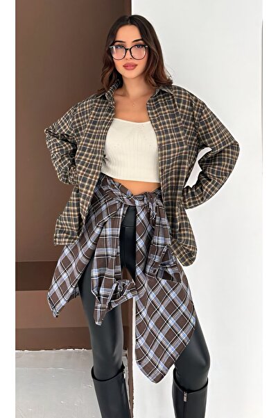 Noa Noa Standard Size Plaid Pattern Long Sleeve Shirt