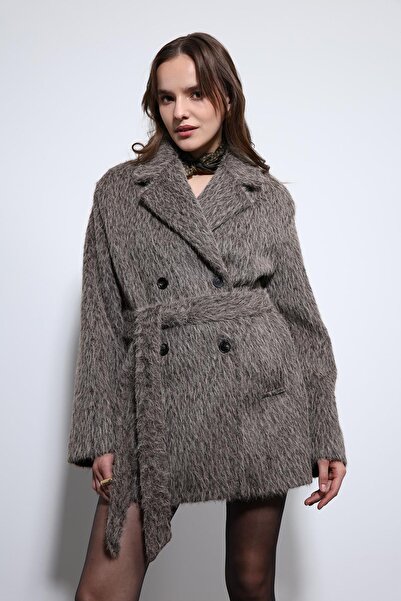 Antioch Açık Kahve Kısa Suni Kürklü Kaban