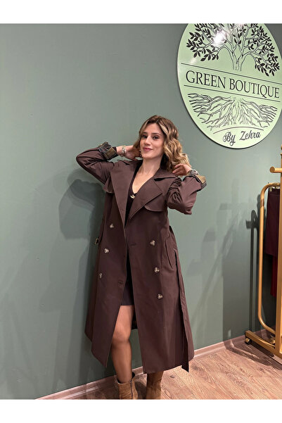 Greenboutique Ekose Detaylı Kuşaklı Trençkot