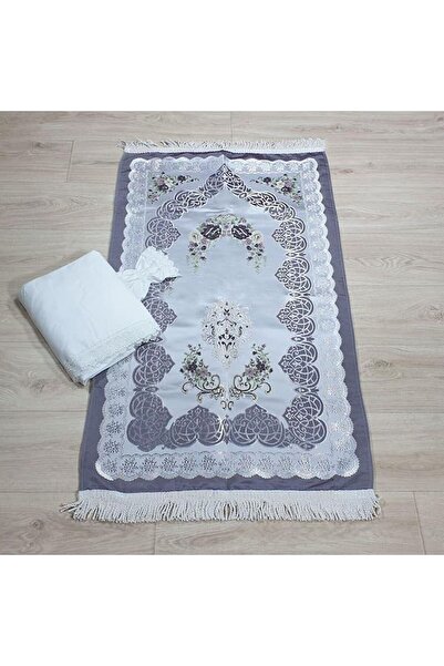 Reiashn طقم سجادة وشرشف صلاة بطرحة دانتيل