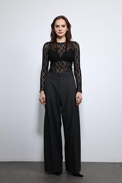 Antioch Black Lace Detailed Transparent Blouse
