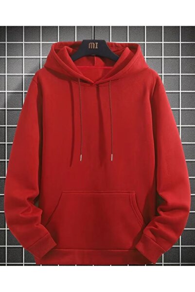 FAVORİST Men's Hooded Plain Unprinted Sweatshirt