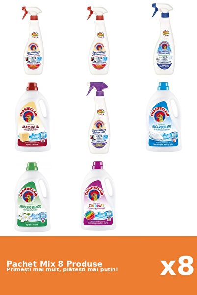 Chanteclair Set 8 Mix: 4 Degr. (Bicar., Lavanda, Marsi.), 4 Det. (Bicar., Col...