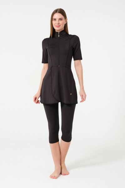 YUYİ Tesmay Quick Dry Lycra Swimwear Fabric Short Sleeve Women's Legging Swimsuit