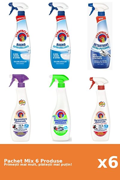 Chanteclair Set 6 Mix Chanteclair: 3 Anticalcar (Puternic, Stralucire), 3 Degresant (Lamaie, Marsilia, Mosc Alb)