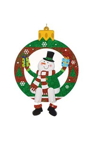 IRO Christmas Hanging Decoration Snowman with Ornaments & Glitter 25 x 35 cm