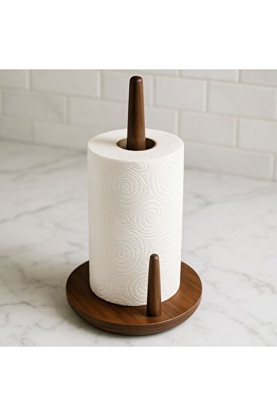 Suo Home Acacia Noir2 Wooden Paper Towel Holder – Kitchen Countertop Roll Paper Holder, Decorative Kitchen Accessory