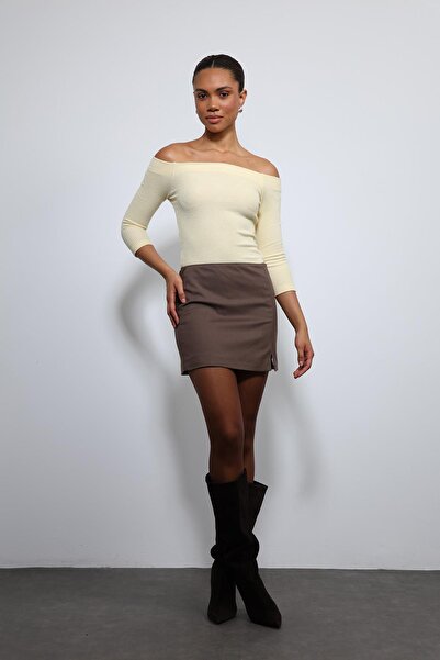 Antioch Yellow Open Shoulder Detailed Top