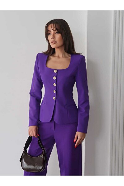 Swass Jane Button Tailored Suit Purple