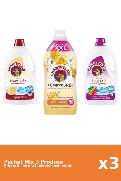 Chanteclair Set 3 Mix Chanteclair: 2 Detergent (Color, Marsilia), 1 Balsam (Portocale)
