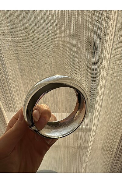 onse 316L Çelik Gümüş Aynalı Yuvarlak Kadın Kelepçe Modern Bileklik Kol Kelep...