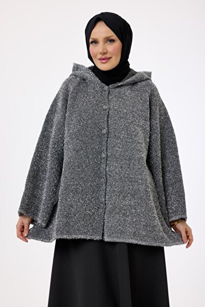 My City 51208 - Stylish Comfortable Silvery Hooded Women's Knitwear Jacket