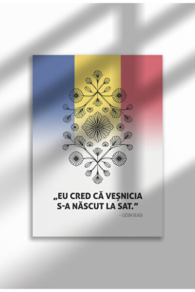 21mxm Canvas Poster with Romanian Patriotic Quote – Unframed on Matte Canvas - Eternity was born in the village