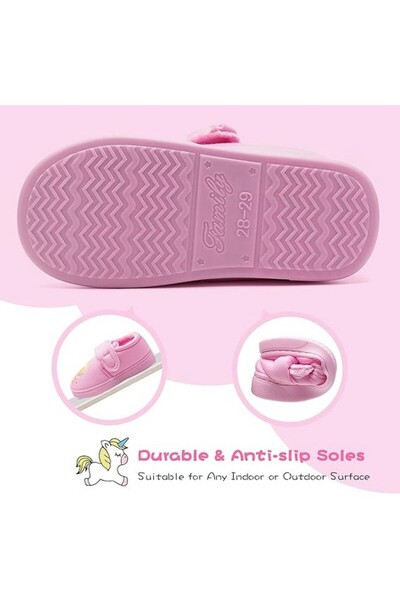 IceUnicorn Plush slippers for children, unicorn, pink, size 34-35,