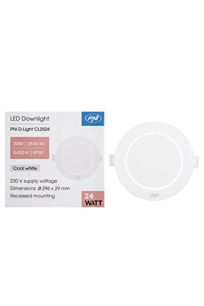 PNI Spot LED D-Light CL2524 24W, incastrabil, rotund 29 cm, 6400K