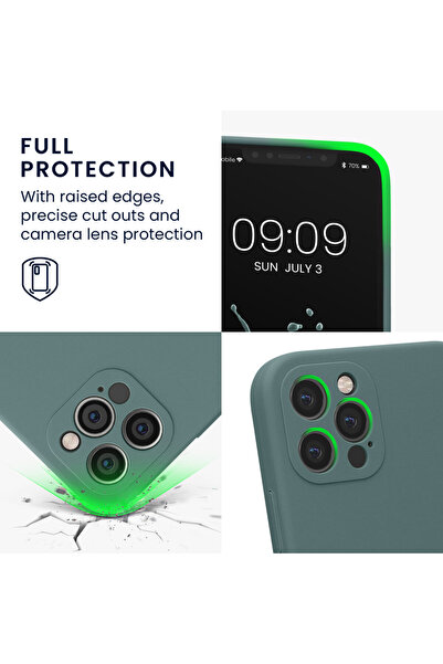 KWmobile Case for Apple iPhone 12 Pro, Silicone, Green, 59352.207