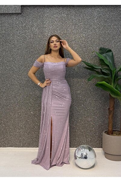 E&A Eren Abiye DRAPELI YIRTMACLI SAL DETAYLI BALIK ELBISE