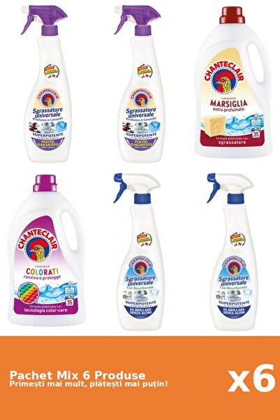 Chanteclair Set 6 Mix Chanteclair: 4 Degresant (Bicarbonat, Lavanda, Mosc Alb), 2 Detergent (Color, Marsilia)