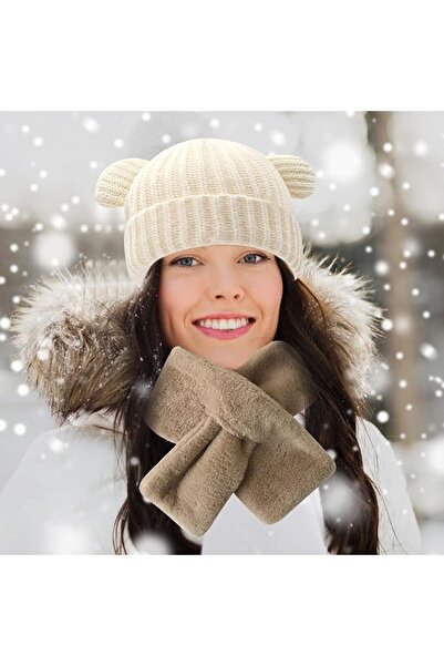 OEM Winter Women’s Knitted beanie and Plush Scarf Set - Size M
