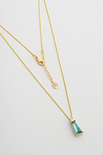 So CHIC... Okyanus 18 Ayar Sarı Altın Kaplama 43 Cm Gümüş Trapez Kolye