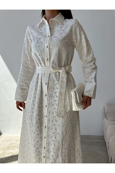 Swan Woman Brode Detailed Dress