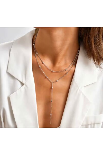 derokas 316 L Steel Y Necklace Silver Color Women's Design Doricali