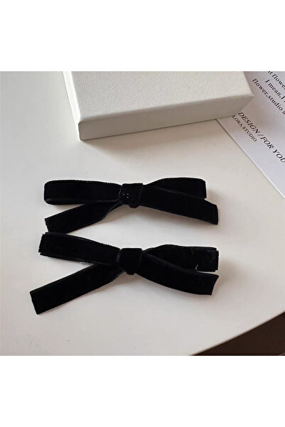 Pelin Aksesuar Set de catarame laterale duble cu textura catifea neagra