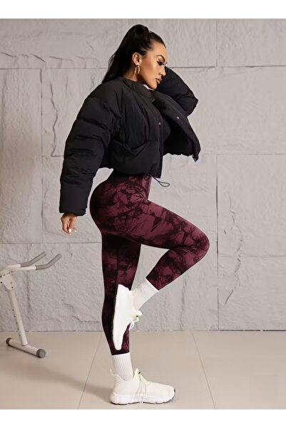 CEDAN Stretchy, Tie-Dye Pattern, Hip-Lifting Exercise Pants, Machine Washable, Sports Style