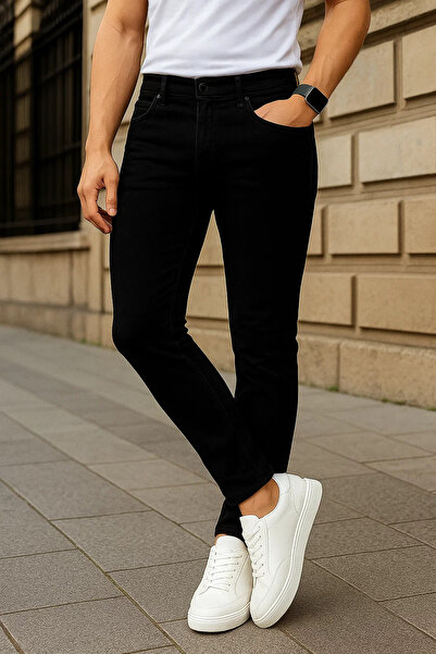 comstar Men's Slim Fit Trend Comfort Black Jeans