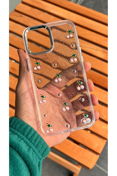 EDELFU iPhone 12 Pro Max - Transparent Glitter Tulip Pattern Cover with Camera Protrusion Shiny Case