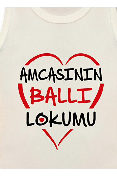 babixkids Unisex Bebek Krem Amcasının Ballı Lokumu Yazılı Zıbın Çıtçıtlı Badi