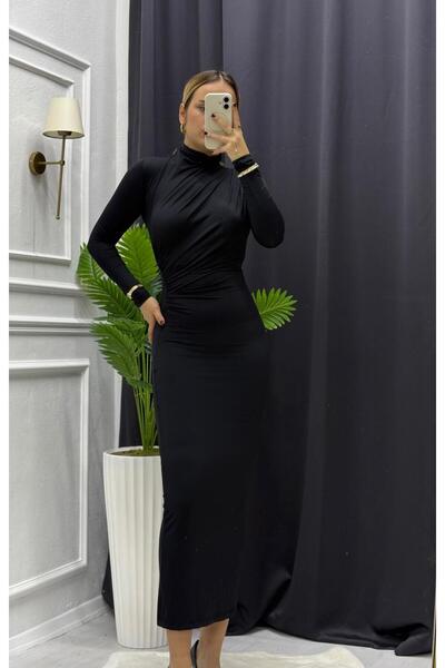 BERİLLİON Drapeli Uzun Elbise