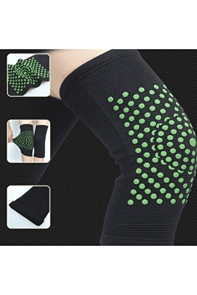 CRM Set Self-Heating Knee Braces with Tourmaline, CRM, Elastic, Universal Size, Unisex, Black