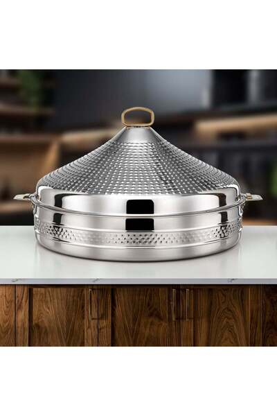 Almarjan قدر ساخن ستانلس ستيل 50 سم فضي ذهبي – عبير