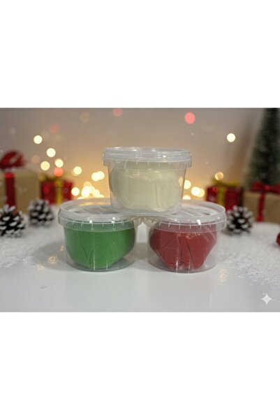 ŞEKER & SUGAR - YILBAŞI Kurabiye Yapım Set 3'lü Şeker Hamuru BEYAZ+KIRMIZI+YEŞİL (3x200gr)