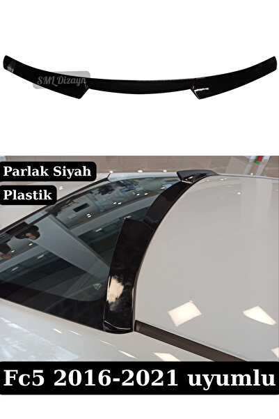 SML Dizayn Honda Civic Fc5 Cam Üstü Spoiler Tavan Spoyler Çıta 2016-2021 Parlak Siyah