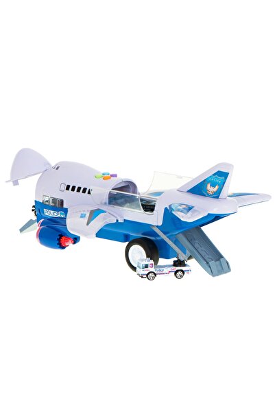 ARISTEF Interactive play set, Transport plane with lights and ramp, 6 cars included + accessories