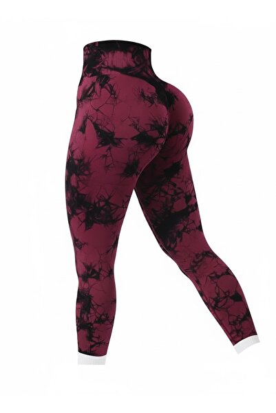 CEDAN Stretchy, Tie-Dye Pattern, Hip-Lifting Exercise Pants, Machine Washable, Sports Style