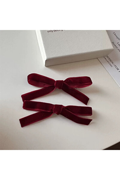 Pelin Aksesuar Set de catarame laterale duble cu textura catifea burgundy