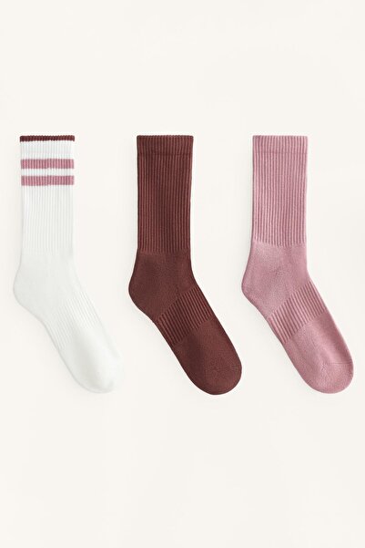 Oysho 3 çift klasik karışım pamuklu spor çorap
