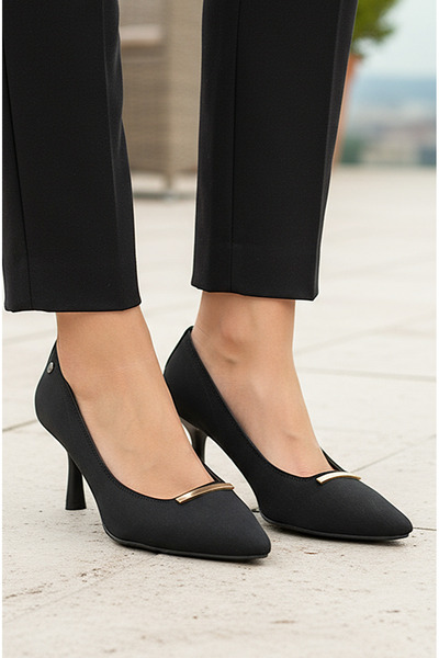 King Crow Sasha Flexible Soft Non-Slip Sole (4 cm) Black Suede Thin Bar Buckle Women's Heeled Shoes