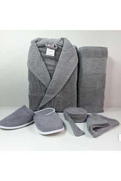 Reiashn Mira single bathrobe set, gray color, 5 pieces
