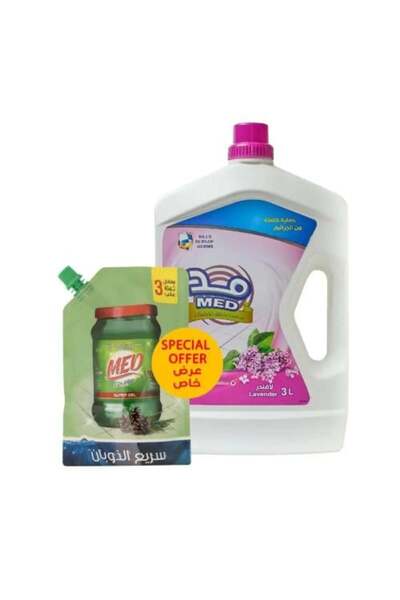 MED مطهر أرضيات برائحة الورد 3 لتر + 300 جرام جل تنظيف
