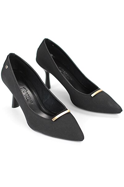 Gökhan Talay Sasha Flexible Soft Non-Slip Sole (4 cm) Black Suede Thin Strap Buckle Women's Heeled Shoes