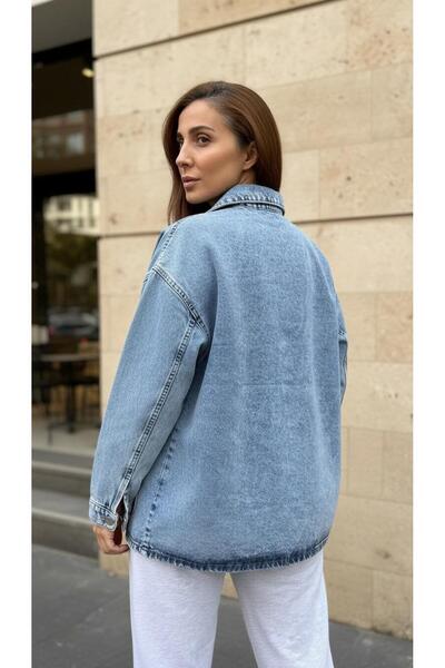 geenz manifacture Τζιν μπουφάν Snow Blue oversized